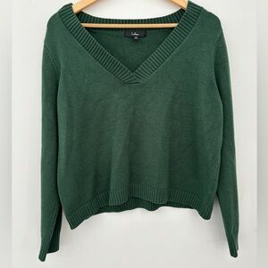 Lulus Green V-Neck Sweater - Medium
